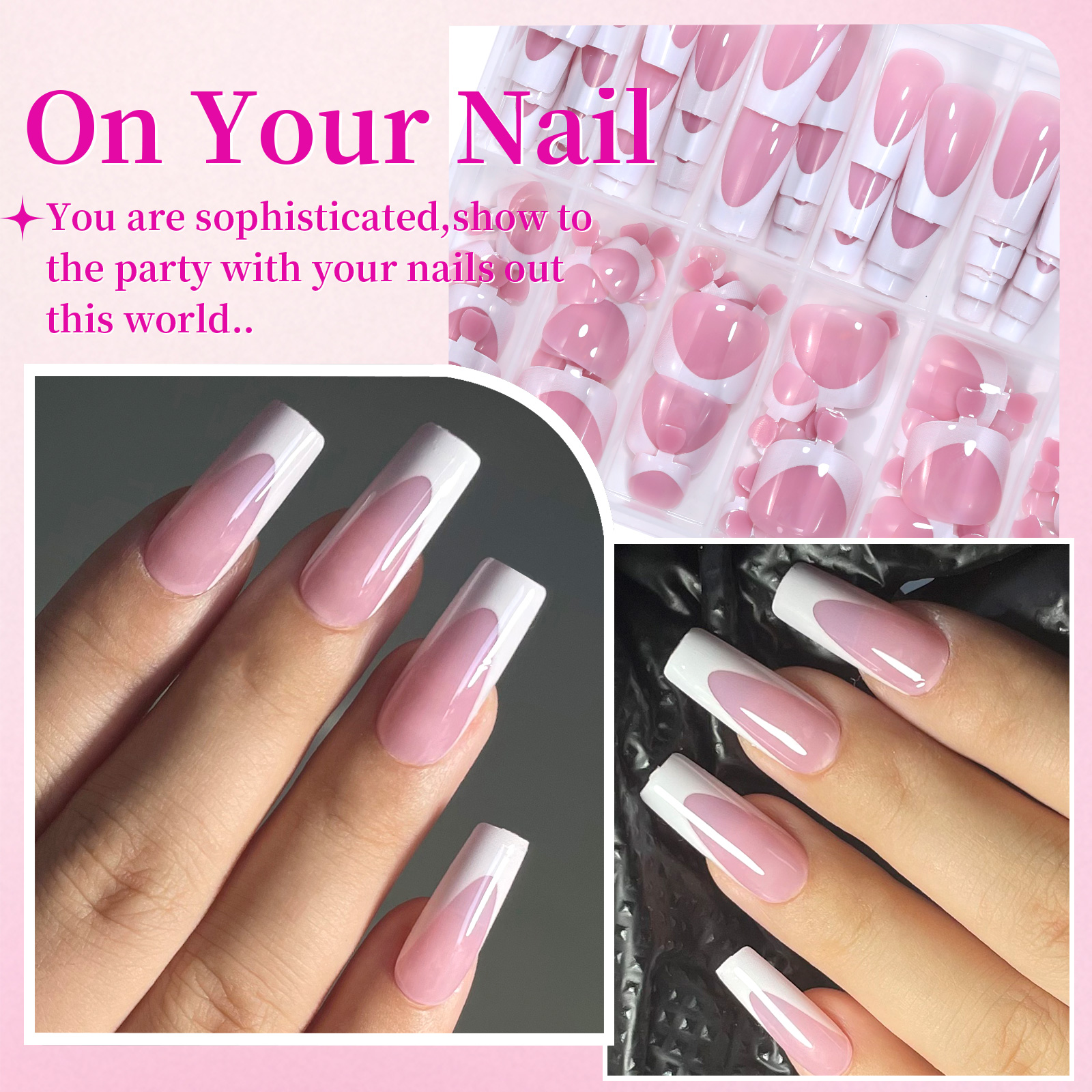AliExpress French Black and Pink Press-On Nails (144-Piece), view 4