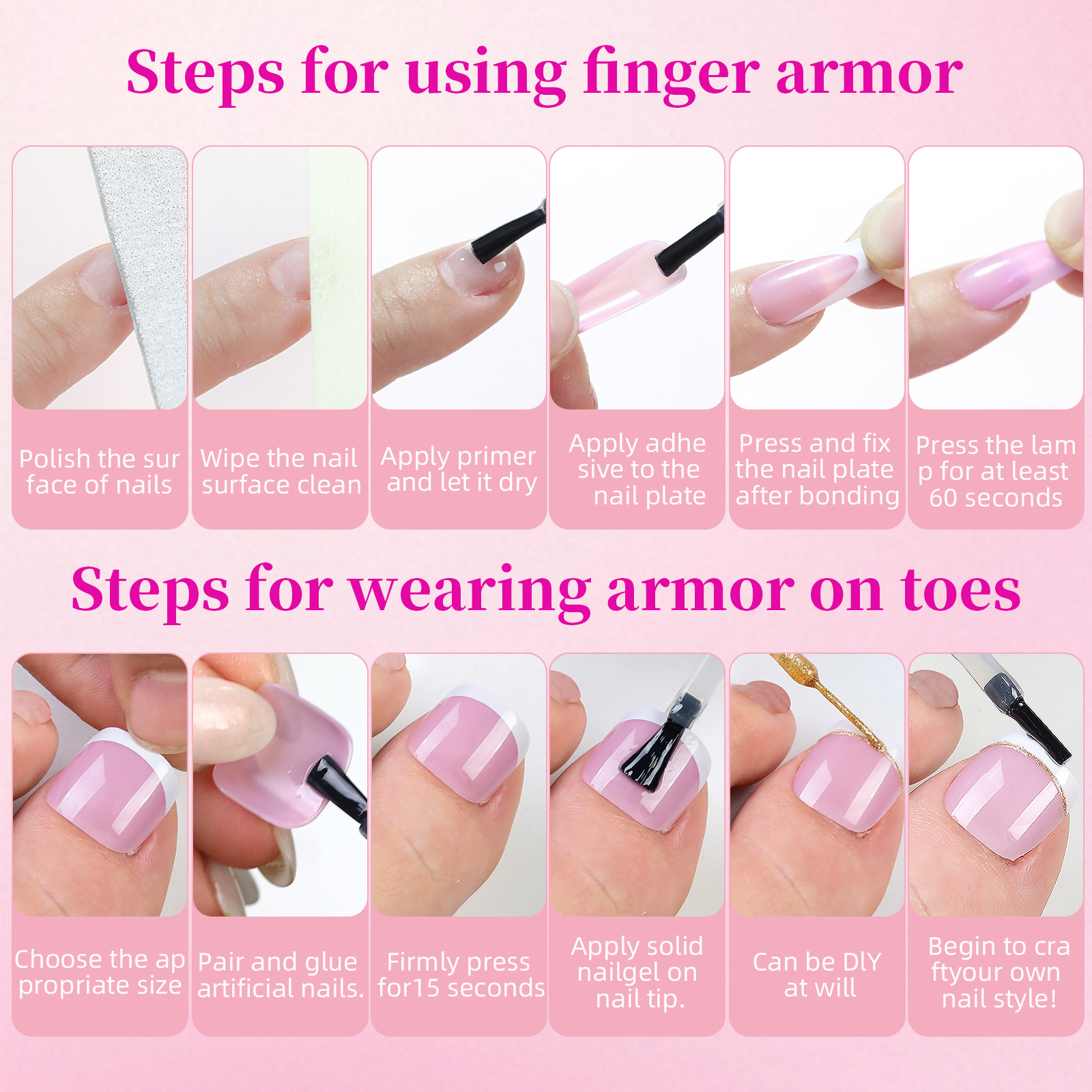 AliExpress French Black and Pink Press-On Nails (144-Piece), view 6