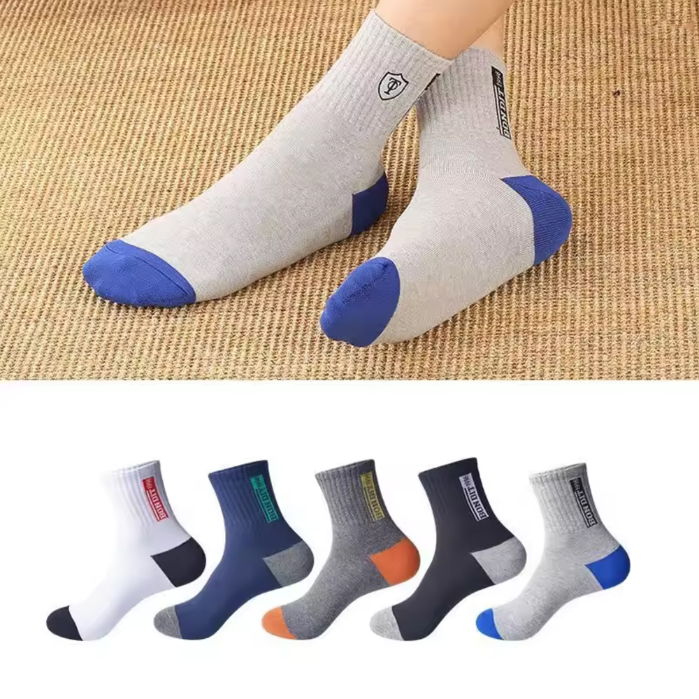AliExpress 15/30Pairs Men's Breathable Cotton Sports Socks Bamboo Fiber Sweat Absorbing Deodorant Business Stockings, view 2
