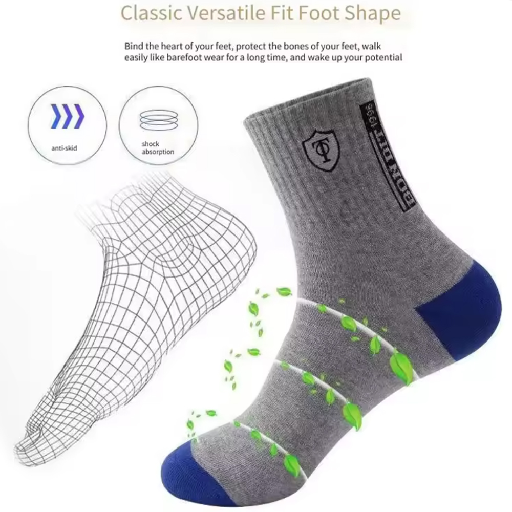 AliExpress 15/30Pairs Men's Breathable Cotton Sports Socks Bamboo Fiber Sweat Absorbing Deodorant Business Stockings, view 3