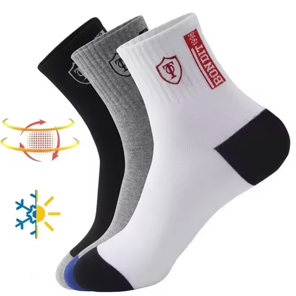AliExpress 15/30Pairs Men's Breathable Cotton Sports Socks Bamboo Fiber Sweat Absorbing Deodorant Business Stockings, view 5