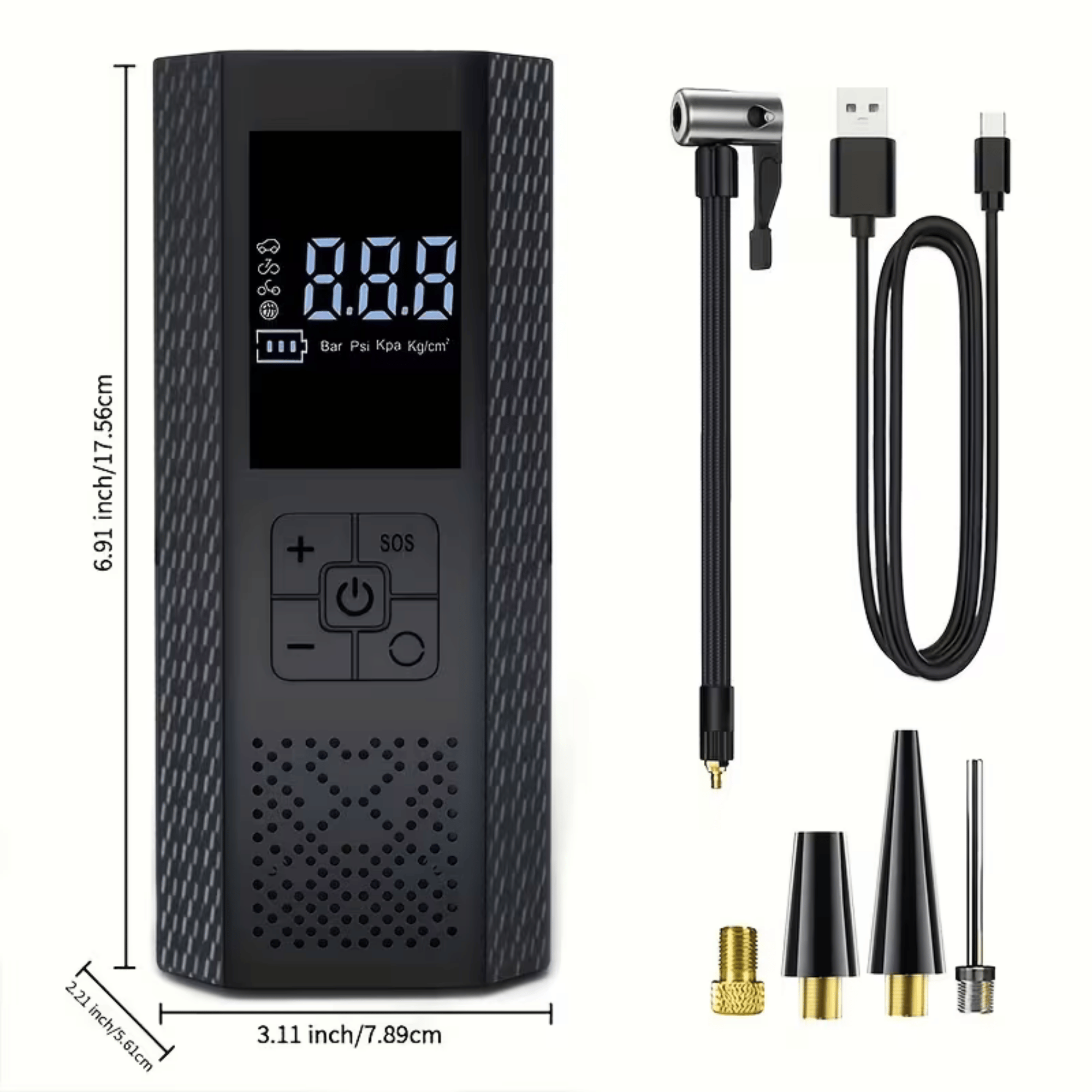 AliExpress 150 PSI Portable Air Compressor, 3X Faster Wireless Tire Inflator with Pressure Gauge, LED Display, One-Touch, USB Rechargeable, view 2