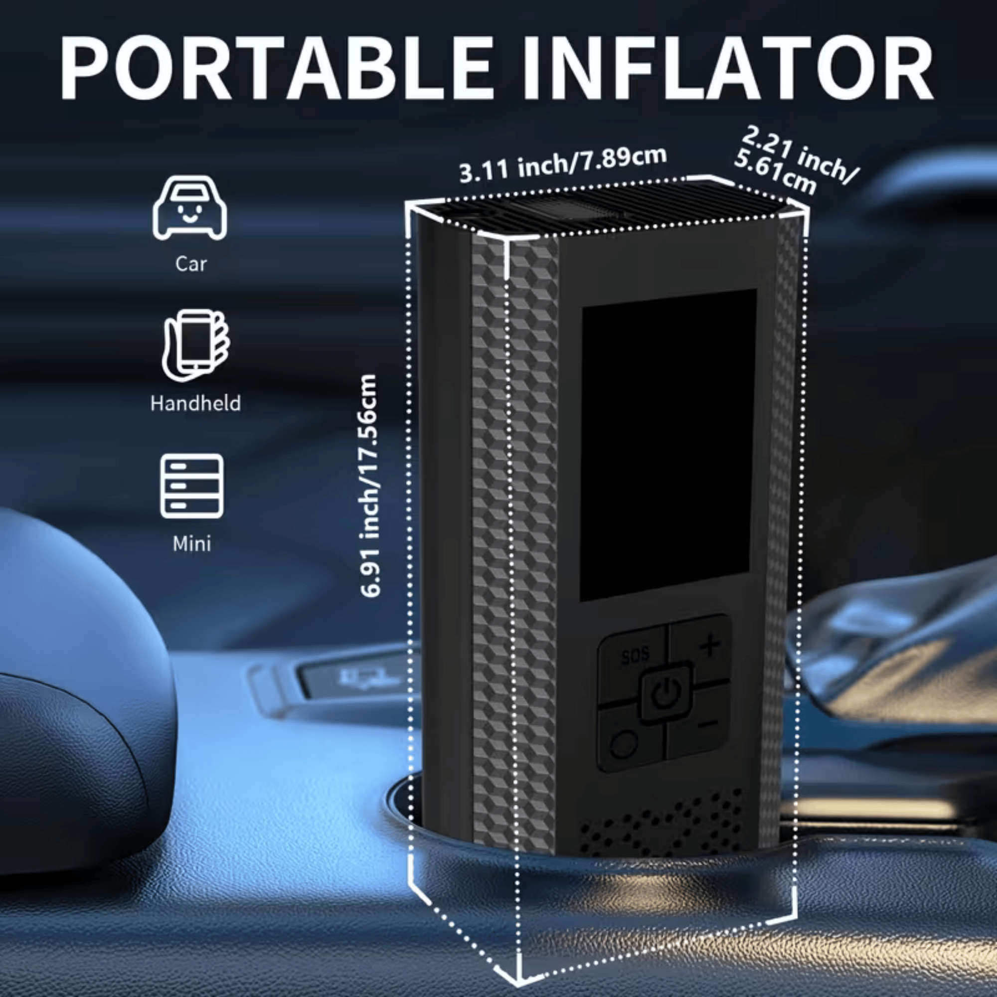 AliExpress 150 PSI Portable Air Compressor, 3X Faster Wireless Tire Inflator with Pressure Gauge, LED Display, One-Touch, USB Rechargeable, view 4