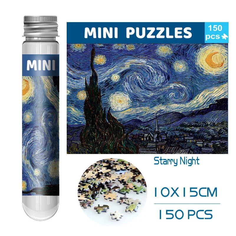AliExpress 150pcs Test Tube Jigsaw Puzzle World Famous Painting Van Gogh The Starry Night Christmas Gift