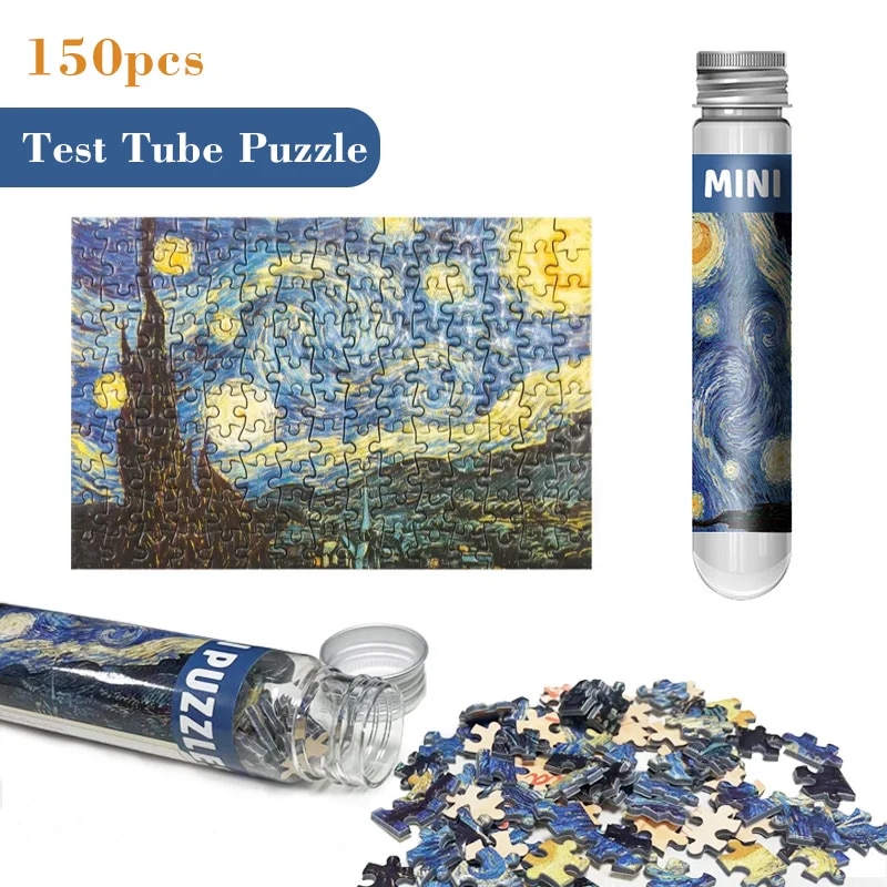AliExpress 150pcs Test Tube Jigsaw Puzzle World Famous Painting Van Gogh The Starry Night Christmas Gift, view 2