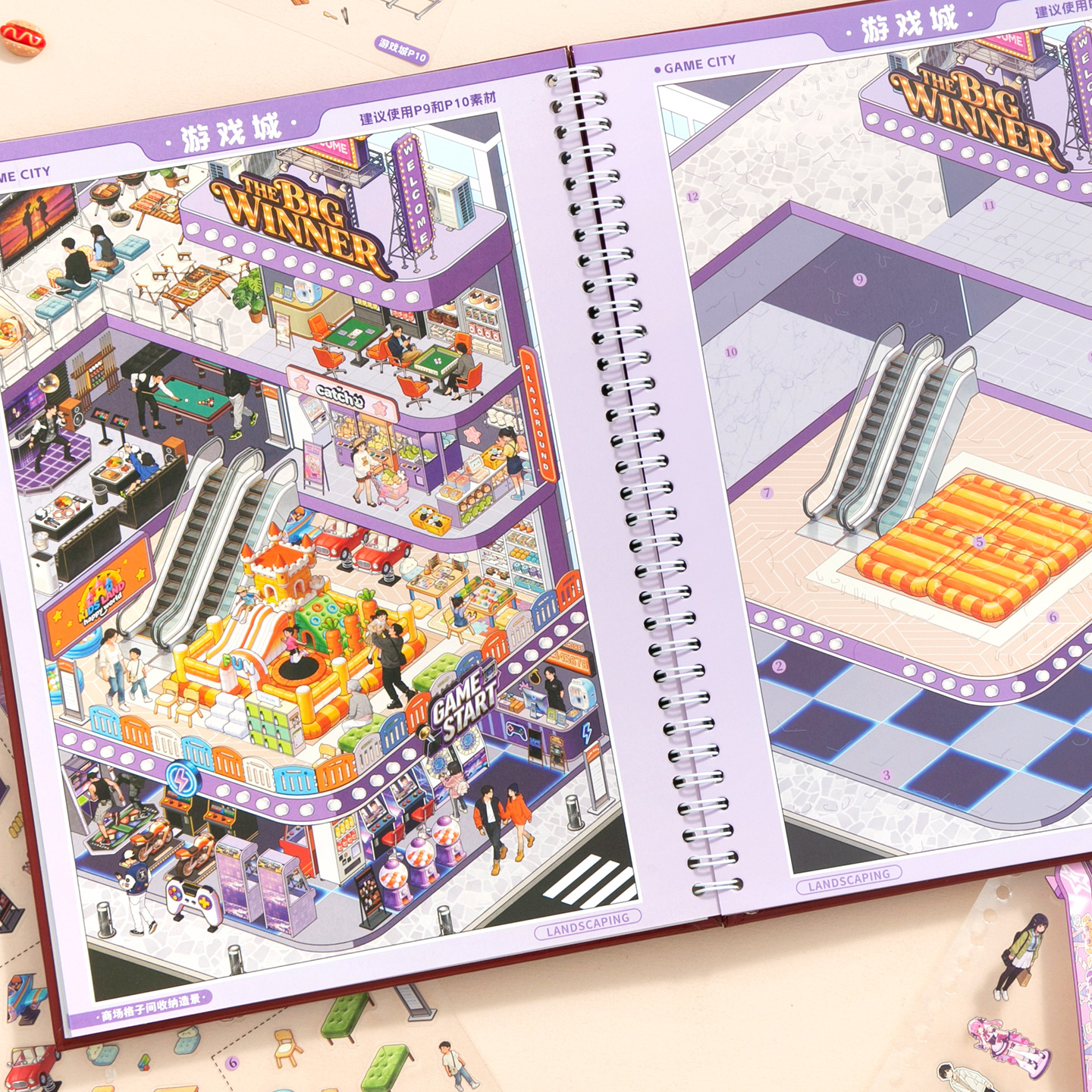 AliExpress 15Pcs 3D Diorama Scene PET Stickers, Mall & Market Scrapbooking Decals, view 3