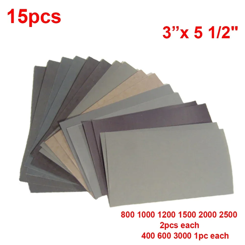 AliExpress 15Pcs/Set Sandpaper 400 600 3000 800 1000 1200 1500 2000 2500 Grit Sand Paper Water/Dry Sanding Paper Abrasive Tools