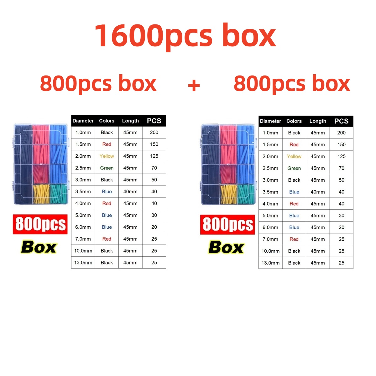 AliExpress Heat Shrink Tubing Kit (127 or 1600 Pieces), view 6