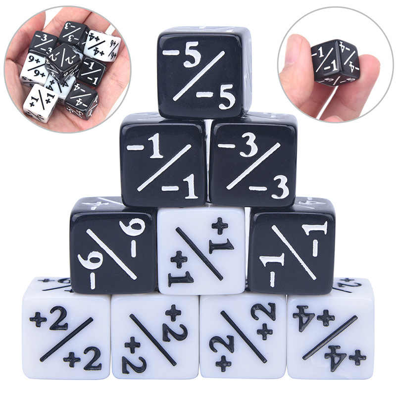 AliExpress 16mm 6 Side Dice Counters +1-1 Kids Toy Counting For MTG The Gathering Card Gaming Token Loyalty Gift 10PCS/Bag, view 3