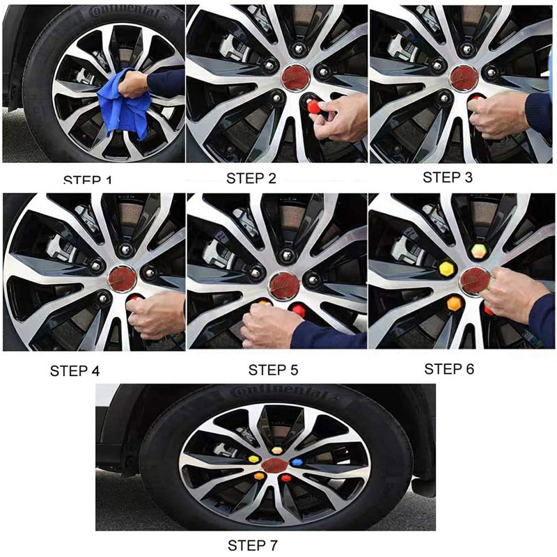 AliExpress 17mm/19mm/21mm 20Pcs Car Wheel Nut Caps Protection Covers Caps Auto Hub Screw Cover Black Car Tire Bolt Nut Cap Tyre Decoration, view 5