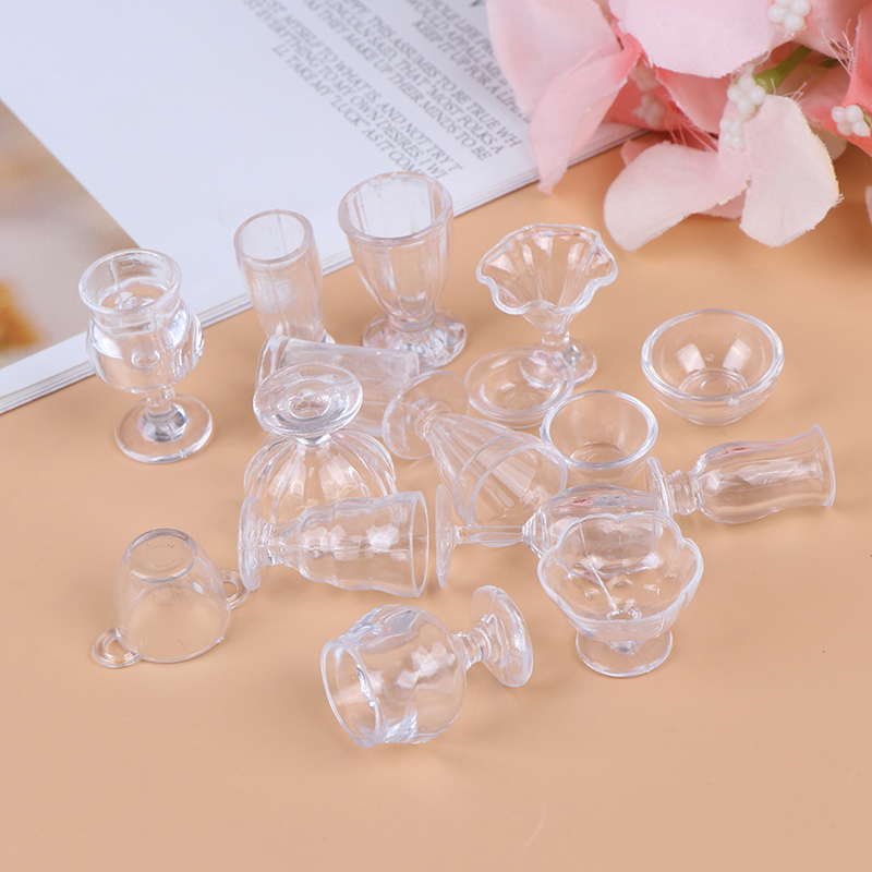 AliExpress 17Pcs/Set Mini Transparent Kitchenware Toy Drink Cups Dish Plate Tableware Miniatures DIY Pretend Play, view 3