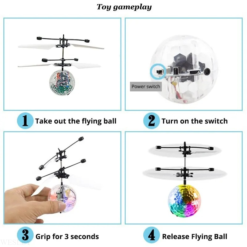 AliExpress 1F-Led Light Suspension Crystal Ball Infrared Induction RC Gesture Control Colorful Glowing Toys Unique Gift for Kids, view 2