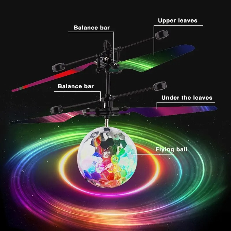 AliExpress 1F-Led Light Suspension Crystal Ball Infrared Induction RC Gesture Control Colorful Glowing Toys Unique Gift for Kids, view 4