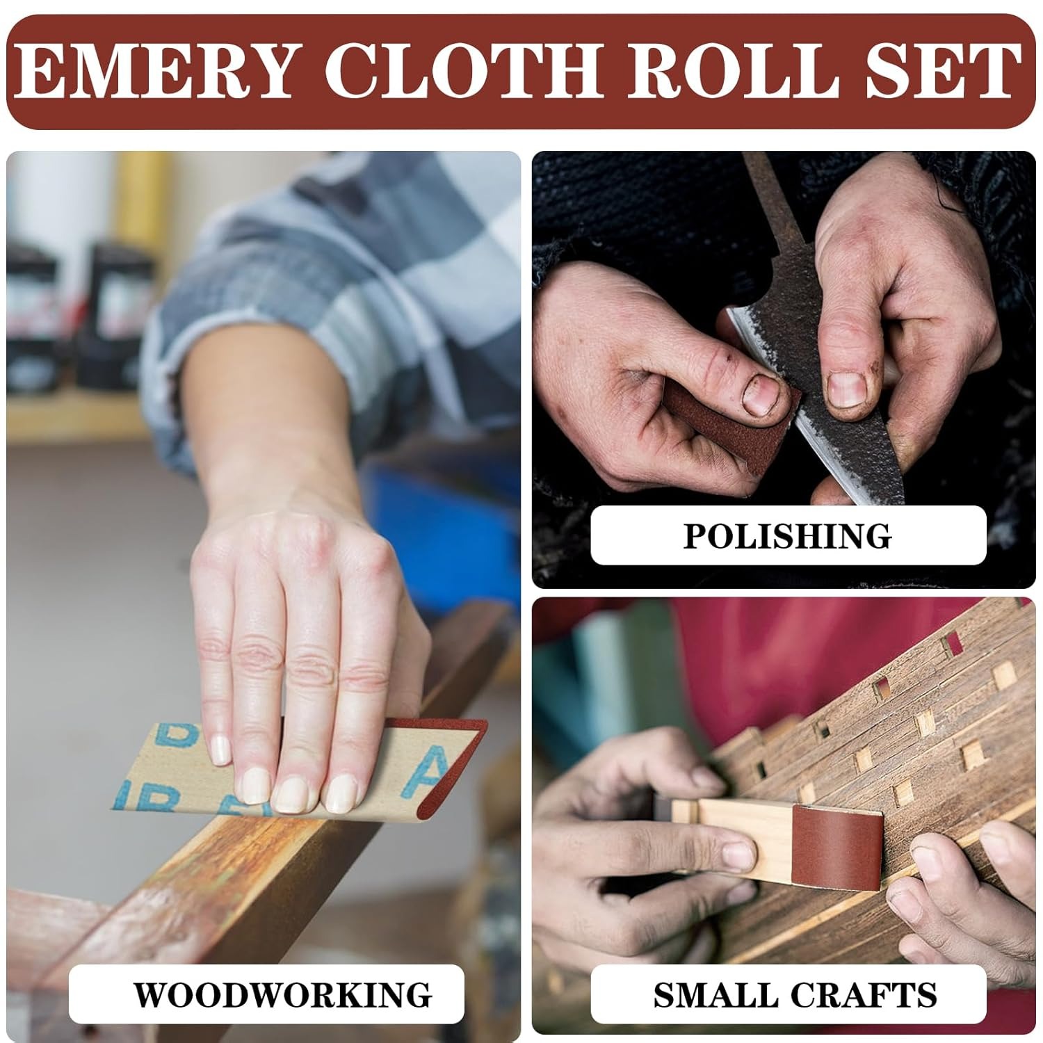 AliExpress 1inch 2/5M Emery Cloth Rolls, Continuous Sandpaper (2m / 5m) Suitable for Wood Sanding, Metal Polishing, Car Detailing, view 6