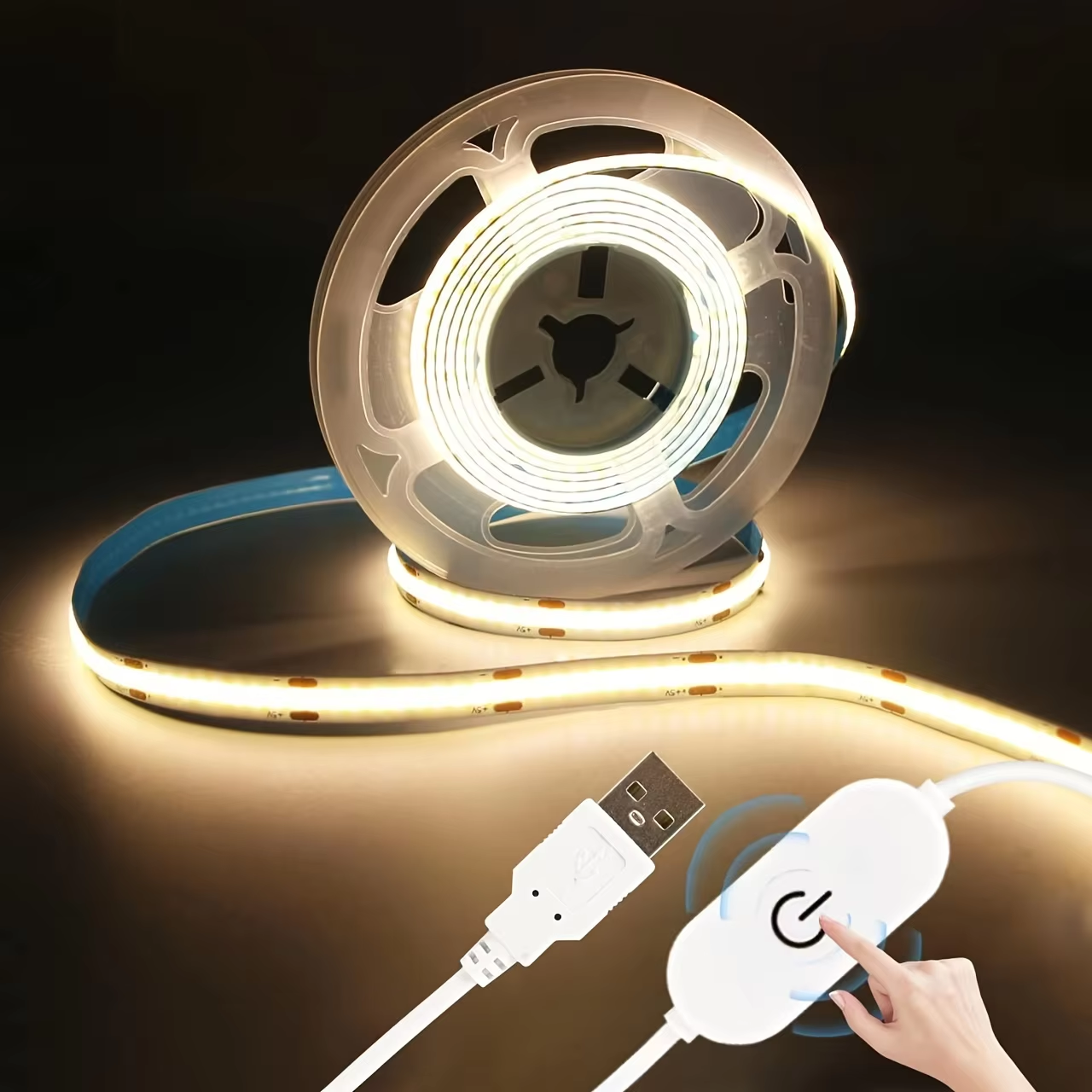 AliExpress USB COB LED Strip with Touch Dimmer (1m to 5m)