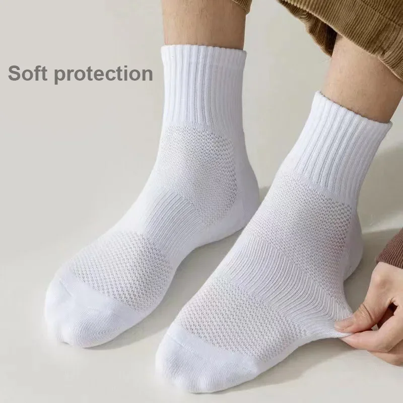 AliExpress 1or 4pcs Socks Men's Cotton Deodorant Winter Towel Bottom with Velvet Mid-tube White Stockings Thickened Sports Basketball Socks, view 2
