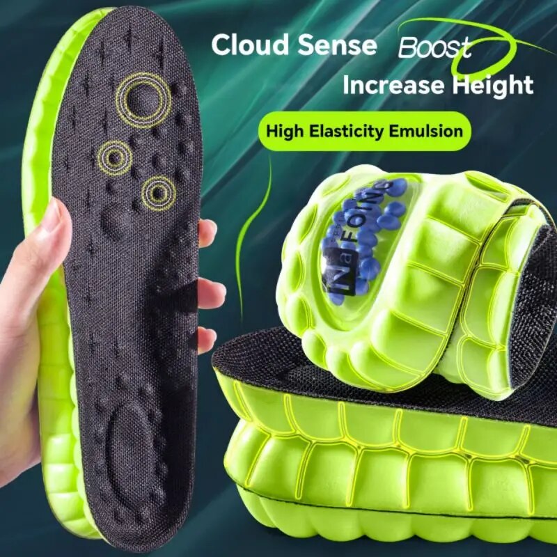 AliExpress 1Pair 4D Cloud Sport Insoles for Shoes PU Air Cushion Sole Soft Shock Absorption Deodorant Breathable Running Orthopedic Insoles