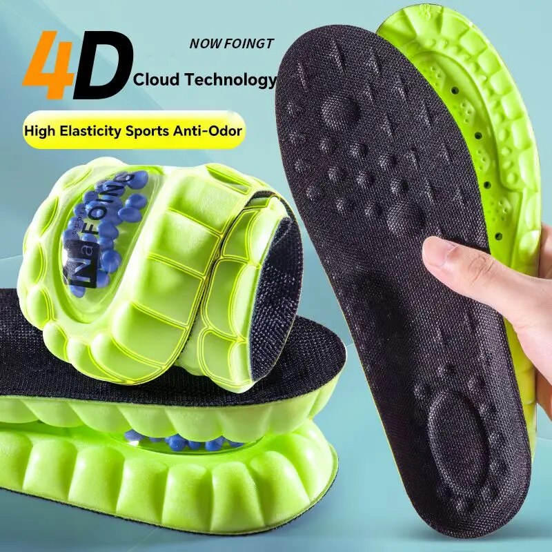 AliExpress 1Pair 4D Cloud Sport Insoles for Shoes PU Air Cushion Sole Soft Shock Absorption Deodorant Breathable Running Orthopedic Insoles, view 2