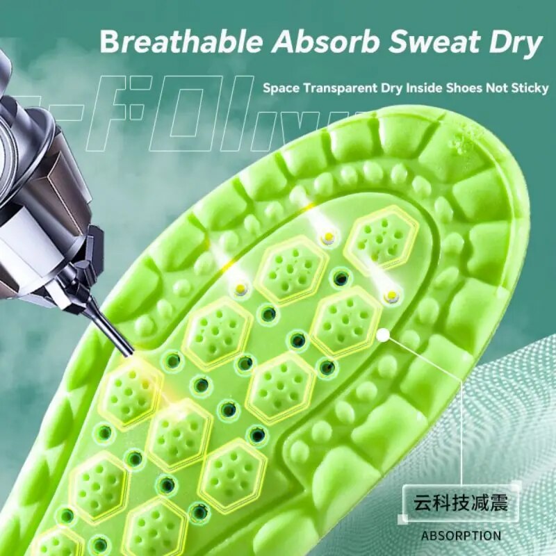 AliExpress 1Pair 4D Cloud Sport Insoles for Shoes PU Air Cushion Sole Soft Shock Absorption Deodorant Breathable Running Orthopedic Insoles, view 4