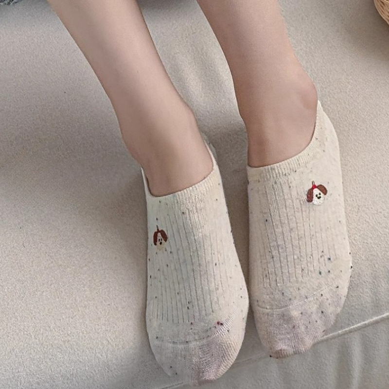 AliExpress 1Pair Cute Cartoon Animal Patterned Spot Yarn Boat Socks for Women Summer Thin Non-slip Invisible Sock Shallow Mouth Short Socks, view 6