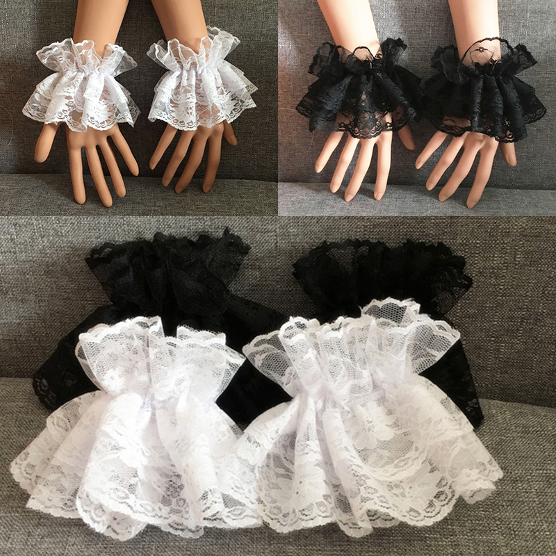 AliExpress Lolita Black Lace Ruffle Wrist Cuffs