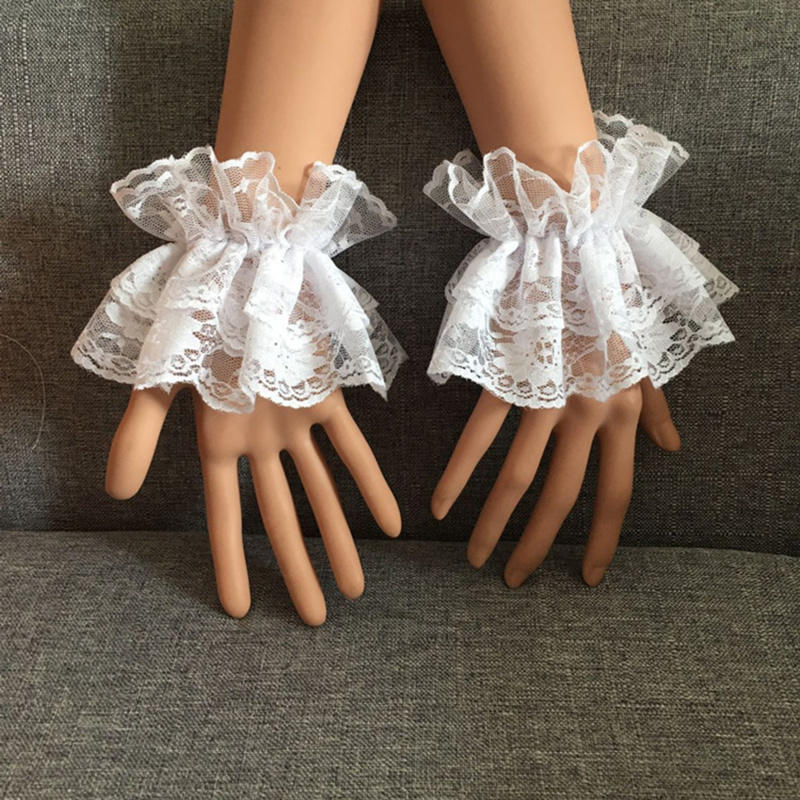 AliExpress Lolita Black Lace Ruffle Wrist Cuffs, view 2