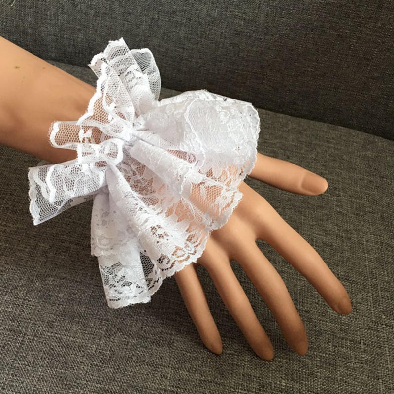 AliExpress Lolita Black Lace Ruffle Wrist Cuffs, view 4