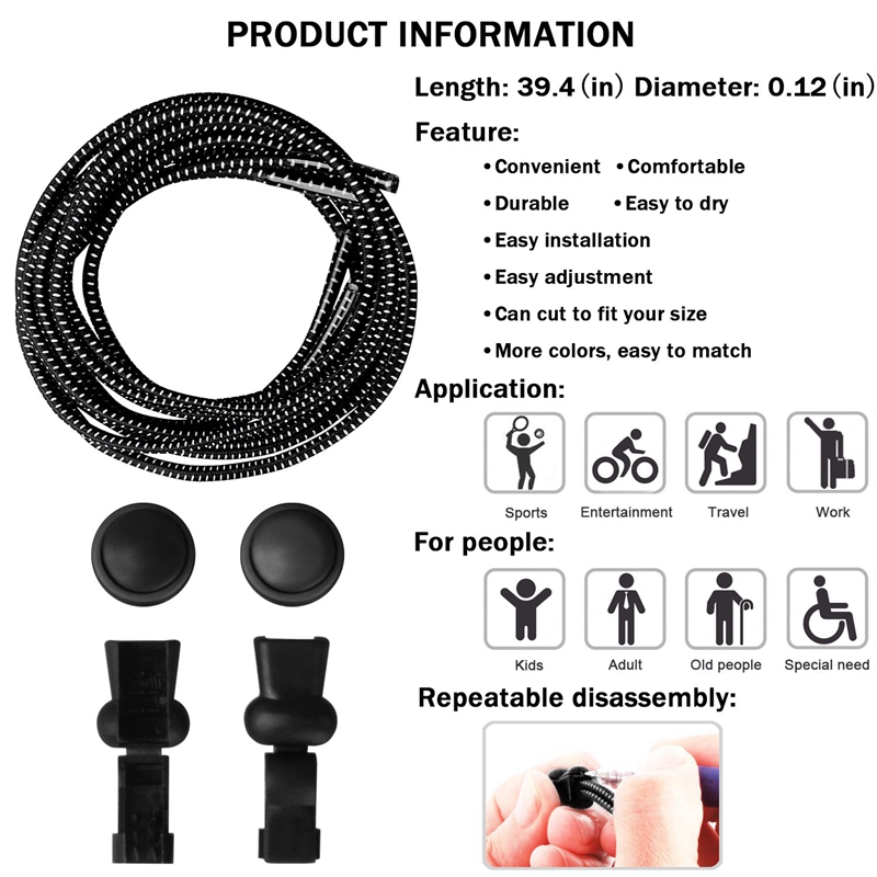 AliExpress Elastic No-Tie Shoelaces with Lock, view 2
