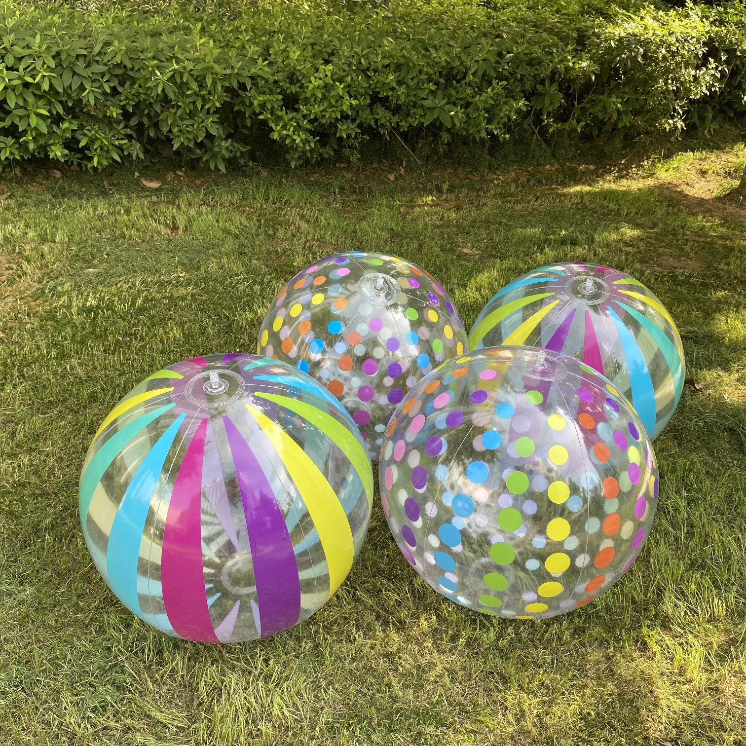 AliExpress 1pc 15.35Inch Colorful Striped Transparent Ball Inflatable Beach Ball, Suitable For Beach Pool Party Games, view 2