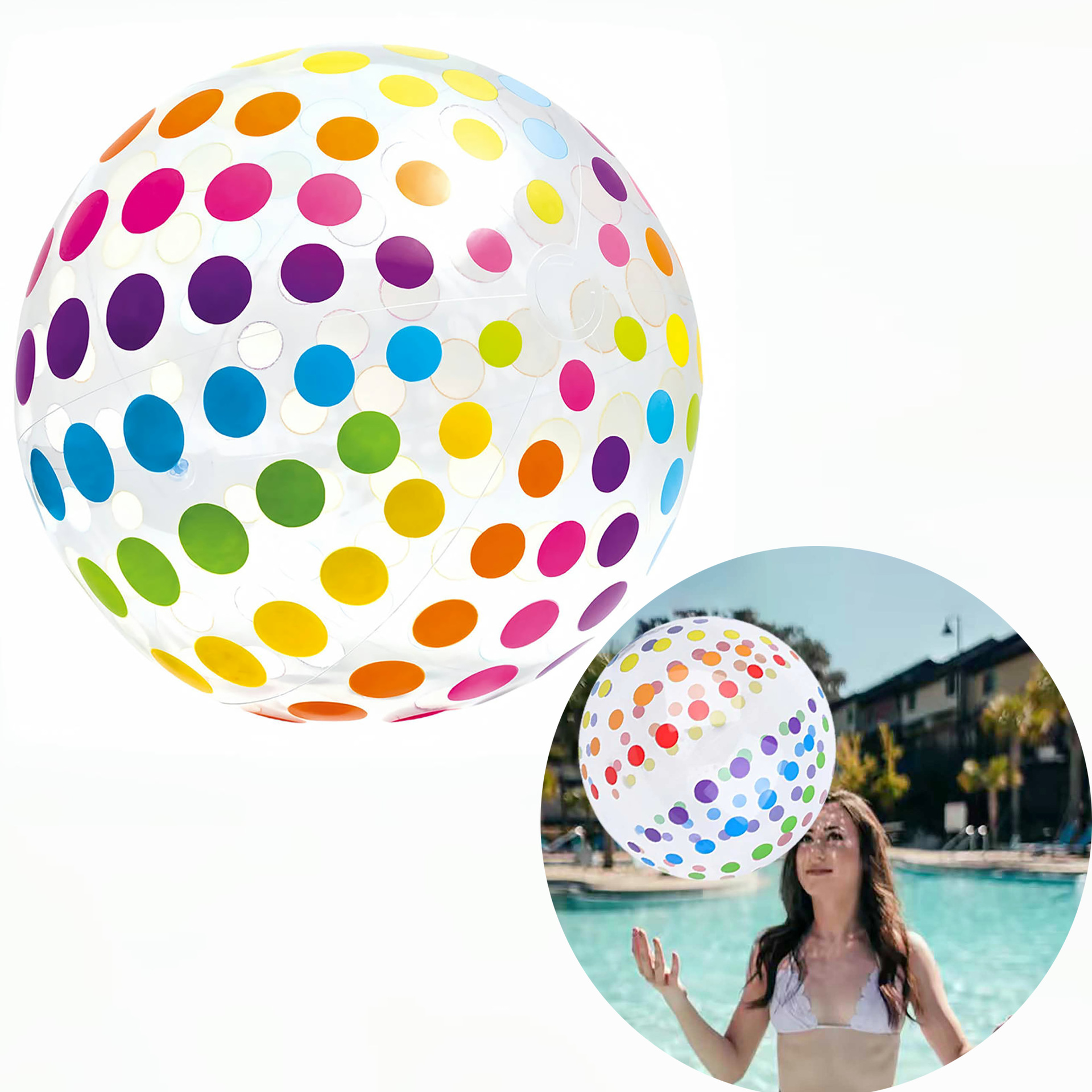 AliExpress 1pc 15.35Inch Colorful Striped Transparent Ball Inflatable Beach Ball, Suitable For Beach Pool Party Games, view 4