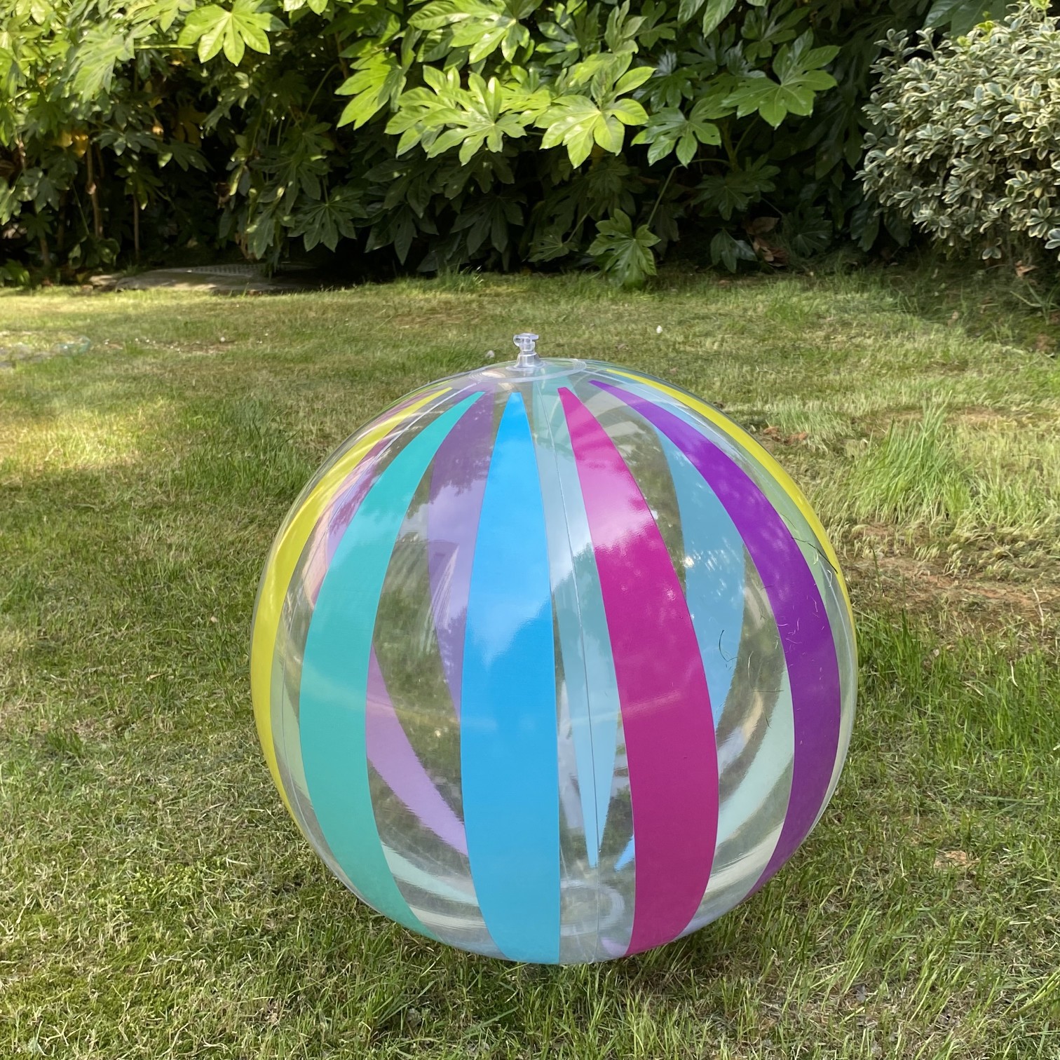 AliExpress 1pc 15.35Inch Colorful Striped Transparent Ball Inflatable Beach Ball, Suitable For Beach Pool Party Games, view 5