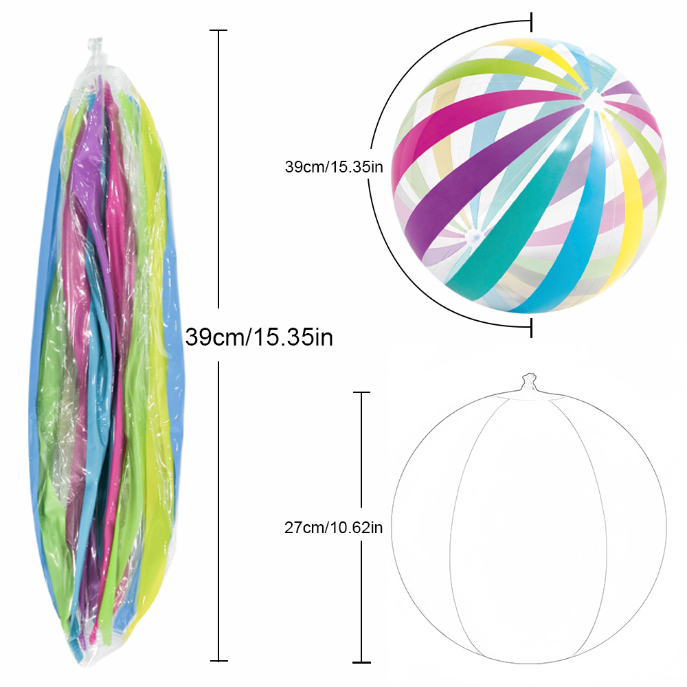 AliExpress 1pc 15.35Inch Colorful Striped Transparent Ball Inflatable Beach Ball, Suitable For Beach Pool Party Games, view 6