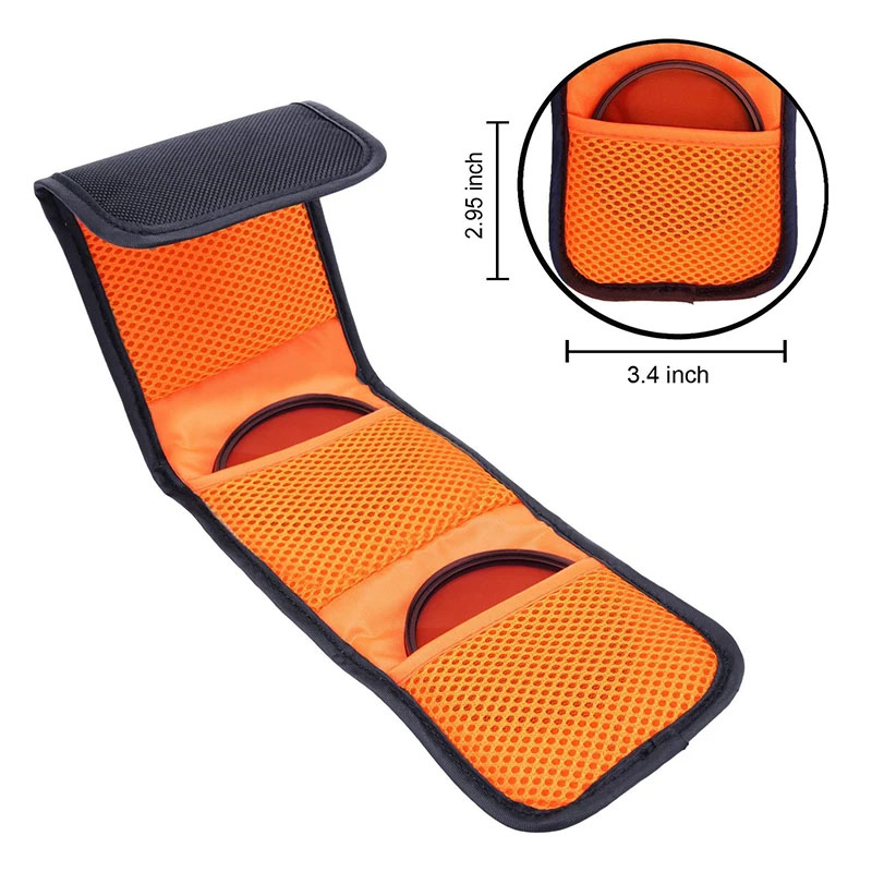 AliExpress 1PC 3 Pockets Lens Filter Bag Camera Lens Filter Pouch For 82mm ND UV CPL Camera Lens Filter Holder Wallet Case