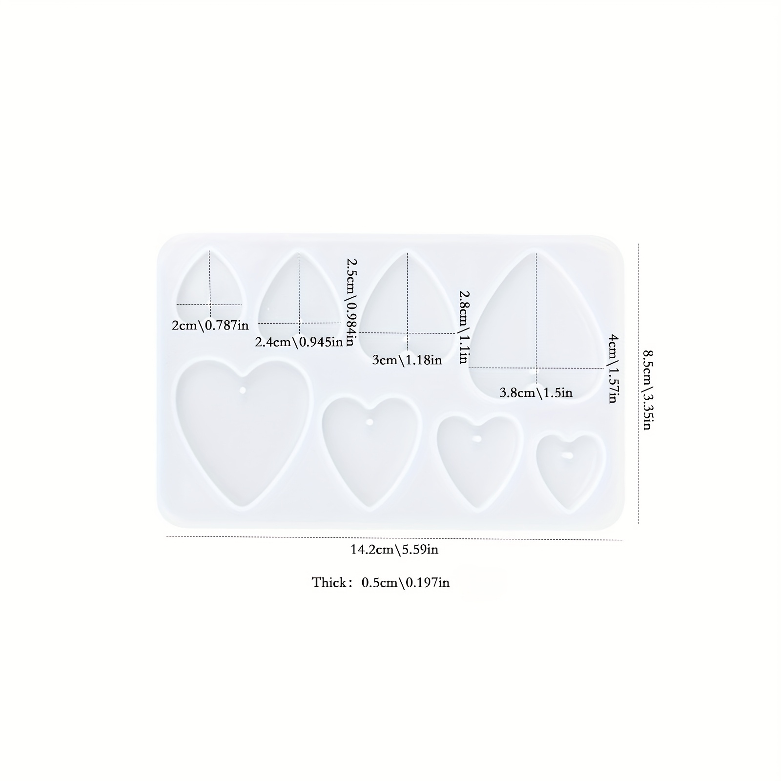AliExpress 8-Cavity Heart Pendant Silicone Jewelry Mold, view 3