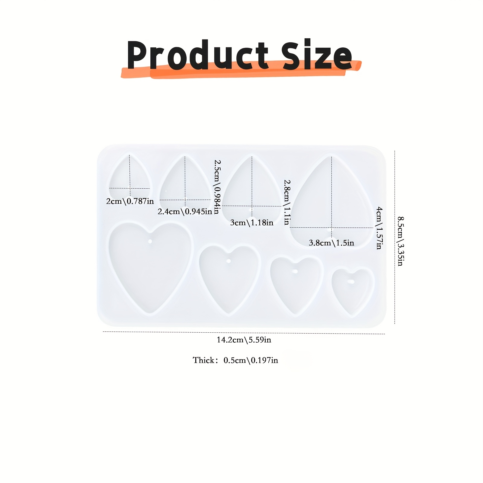 AliExpress 8-Cavity Heart Pendant Silicone Jewelry Mold, view 5