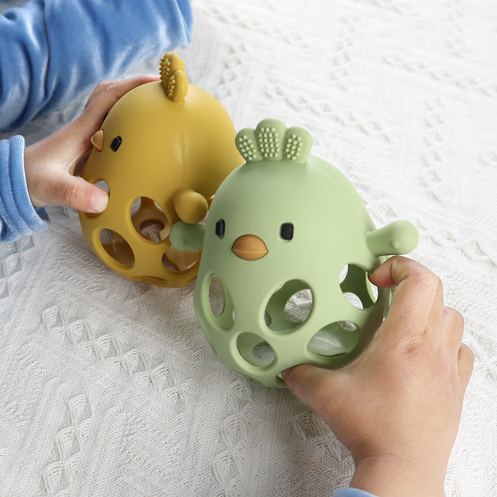 AliExpress 1PC Baby Silicone Teether Toys Cartoon Chick Shape Baby Toys Hollow Out Baby Care Equipment Chewing Training Baby Products, view 3