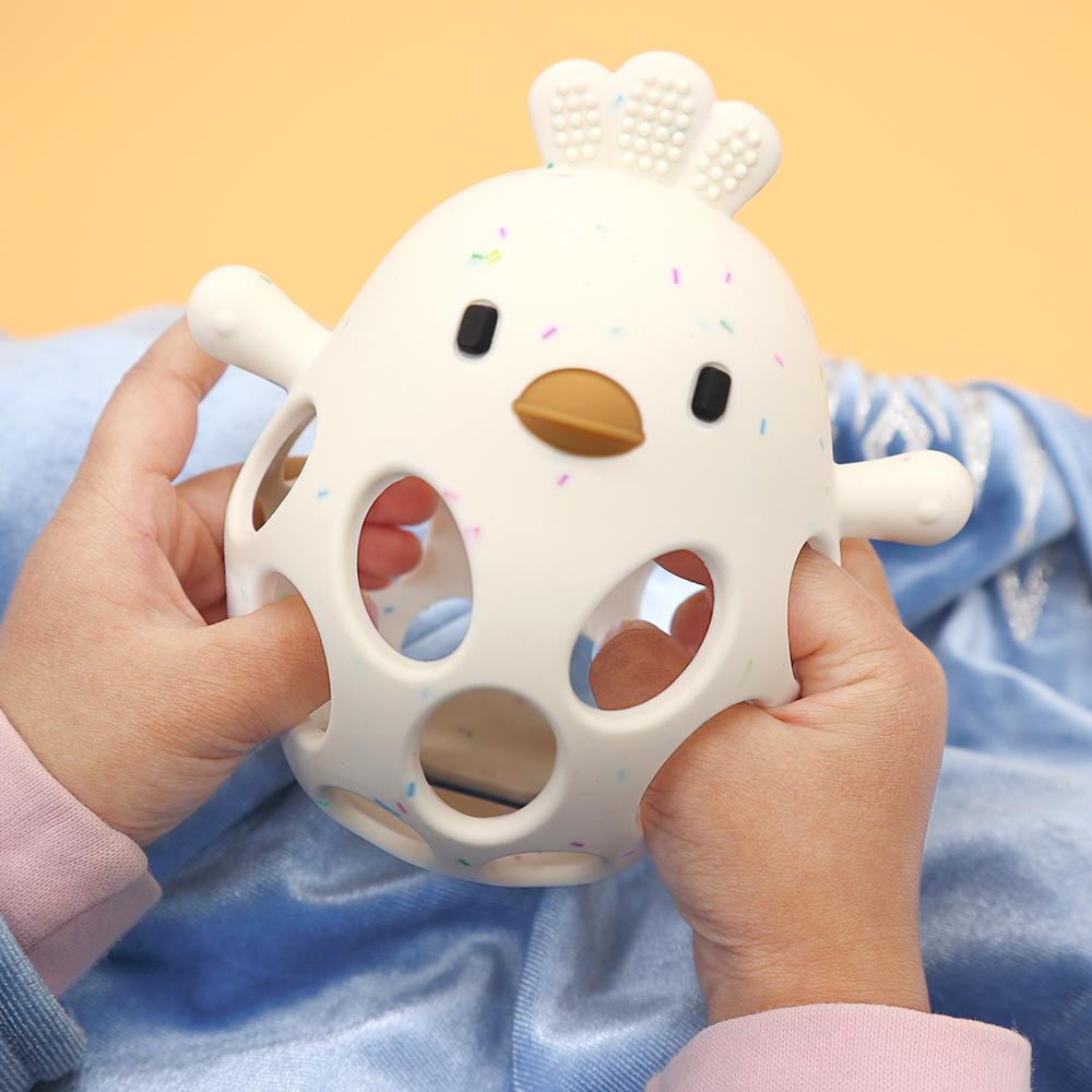 AliExpress 1PC Baby Silicone Teether Toys Cartoon Chick Shape Baby Toys Hollow Out Baby Care Equipment Chewing Training Baby Products