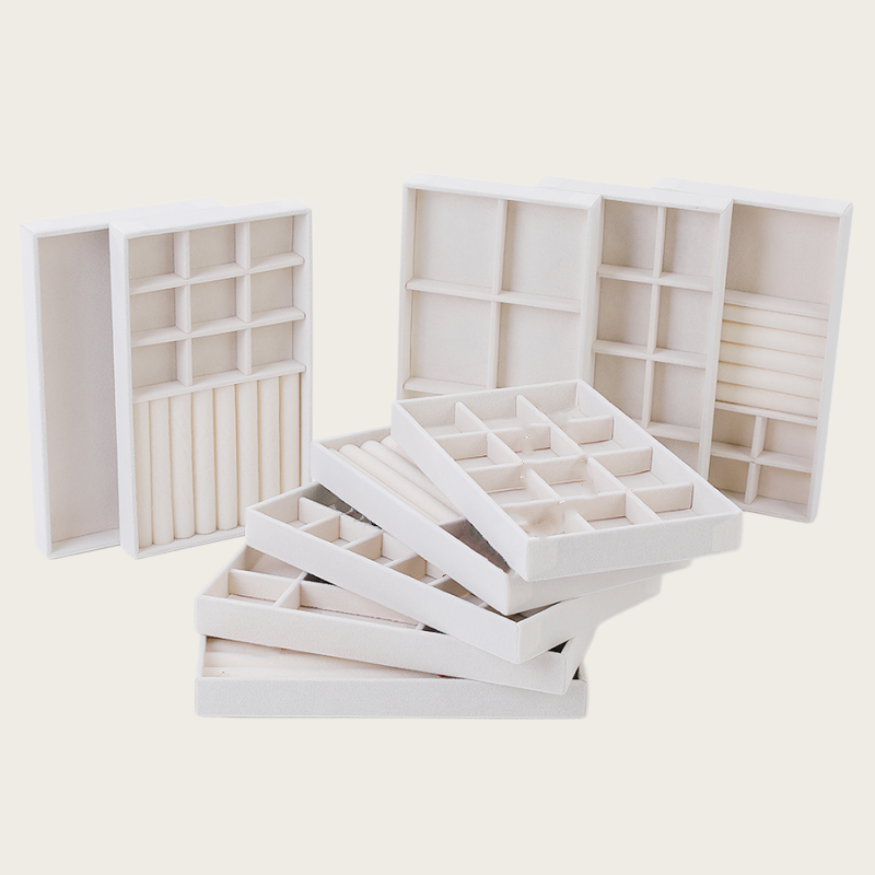 AliExpress Beige Flocked Jewelry Organizer Tray with Dividers