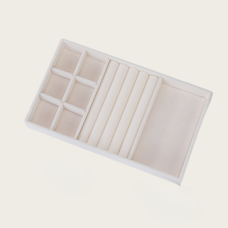 AliExpress Beige Flocked Jewelry Organizer Tray with Dividers, view 3