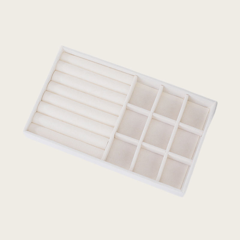 AliExpress Beige Flocked Jewelry Organizer Tray with Dividers, view 5