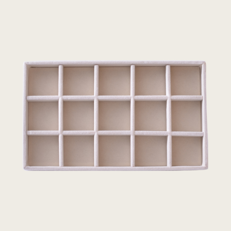 AliExpress Beige Flocked Jewelry Organizer Tray with Dividers, view 6