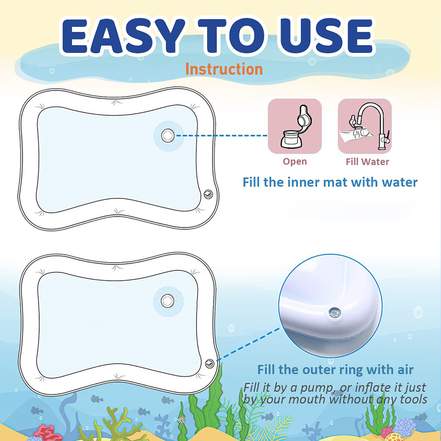 AliExpress 1pc Blue Dolphin Inflatable PVC Playing Mat Baby Play Water Mat Toddler Pad Kids Early Education Activity Toys Mat Cushion Gift, view 5