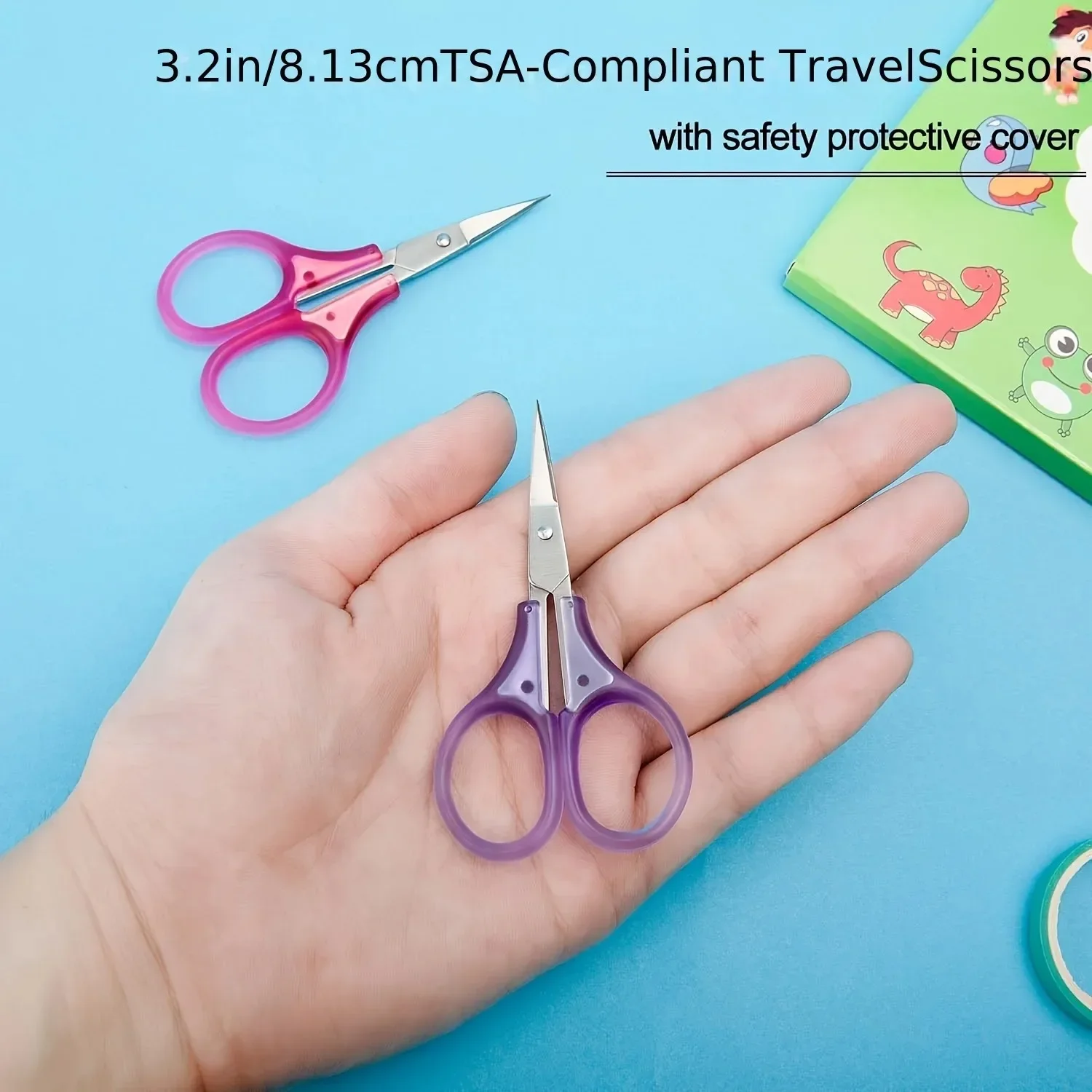 AliExpress 1pc Compact Precision Craft Scissors Sharp Stainless Steel Blades with Protective Cap, Tsa-Approved for Travel Stationery, view 5