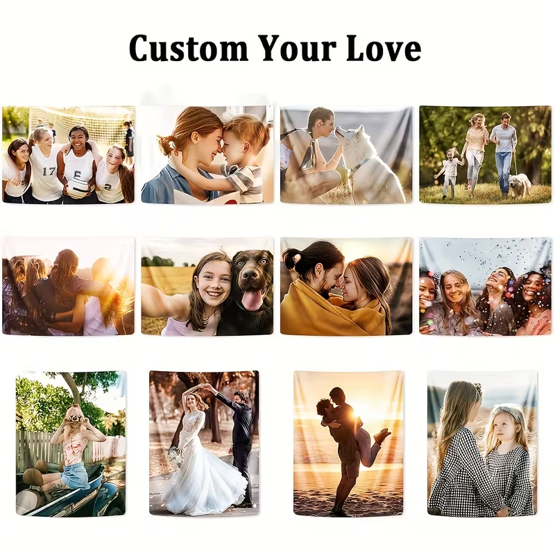 AliExpress 1pc Customizable Personalized Tapestry With Photos And Text, For Birthday, Wedding, Halloween, Christmas, Party, view 3