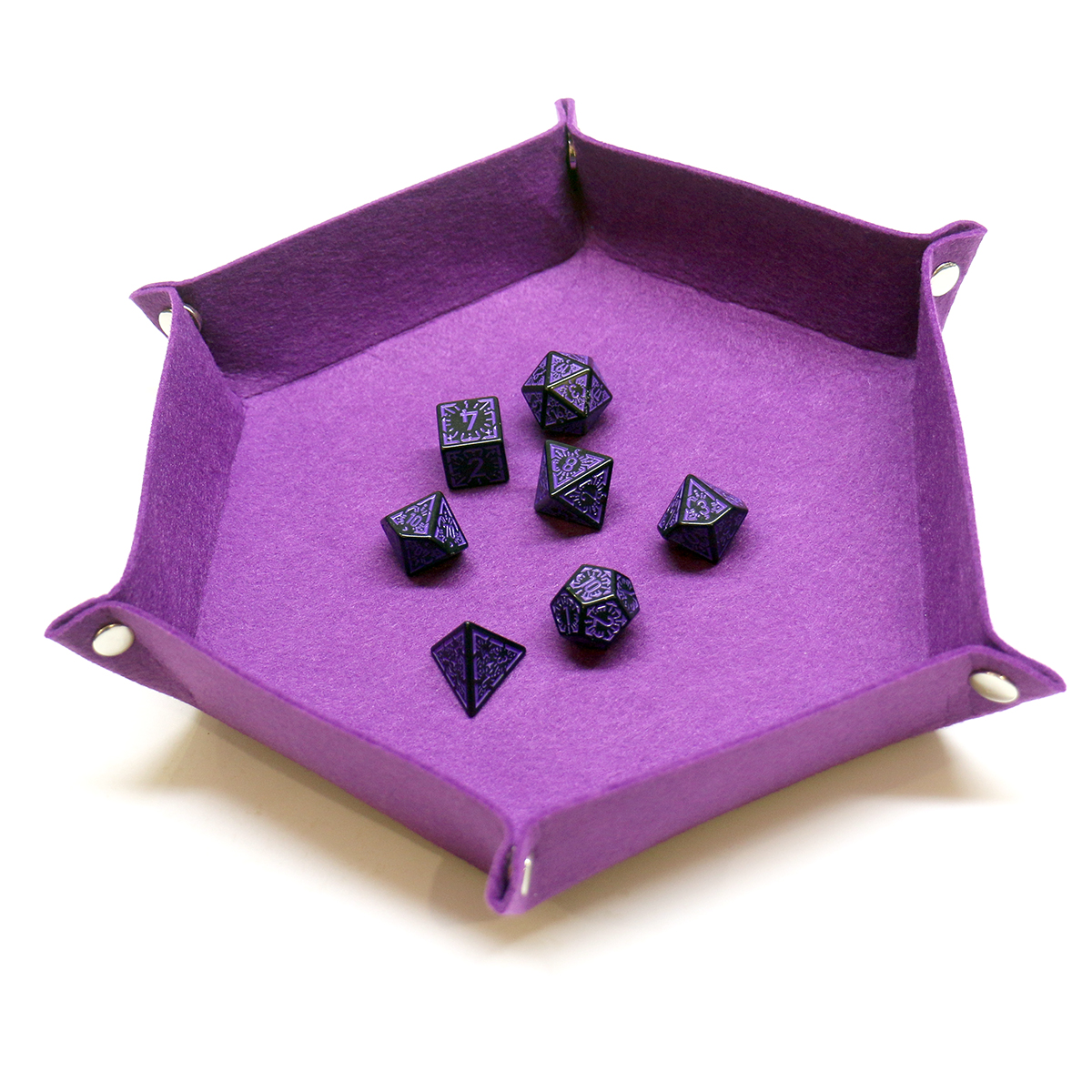 AliExpress 1PC Dice Tray Set Foldable Dice Trays Hexagon Dice Rolling Tray Felt Dice Holder for Dice Games Like RPG, and Other Table Games, view 4