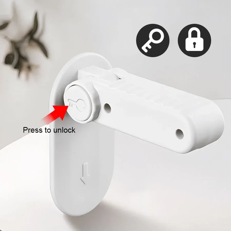AliExpress 1PC Door Lever Lock Universal Anti-open Handle Child Baby Safety Locks Punch-free Multifunction Hidden Button Buckle Safety Lock, view 3