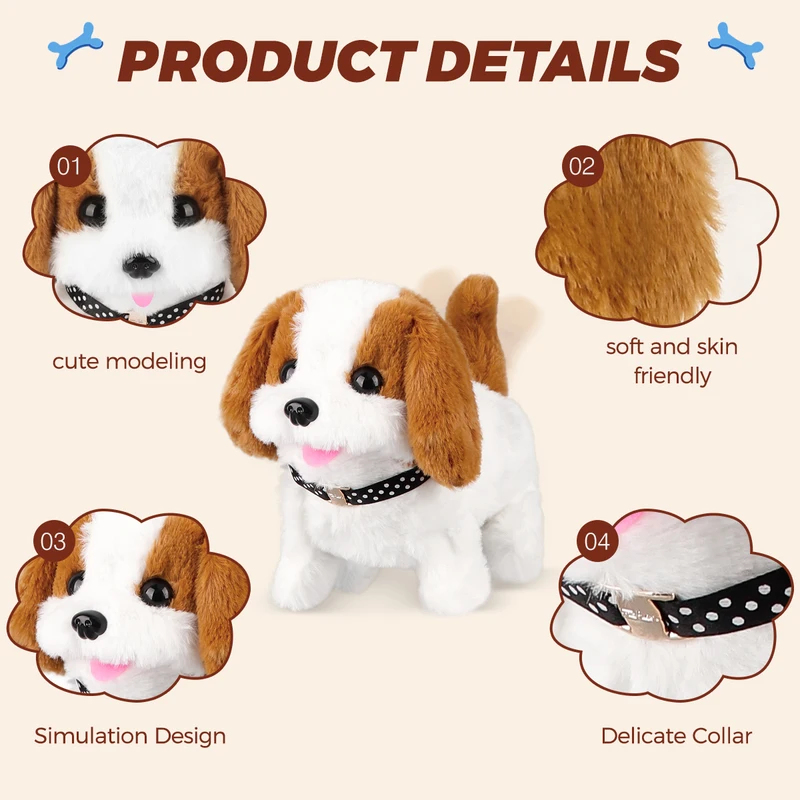 AliExpress 1Pc Electric Plush Simulation Dog Teddy Puppy Walking Sound Nodding Electronic Pet Toy For Christmas Gift New Year Gift, view 4