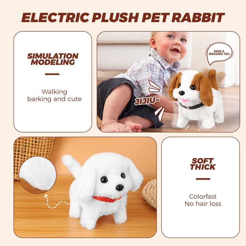 AliExpress 1Pc Electric Plush Simulation Dog Teddy Puppy Walking Sound Nodding Electronic Pet Toy For Christmas Gift New Year Gift, view 5