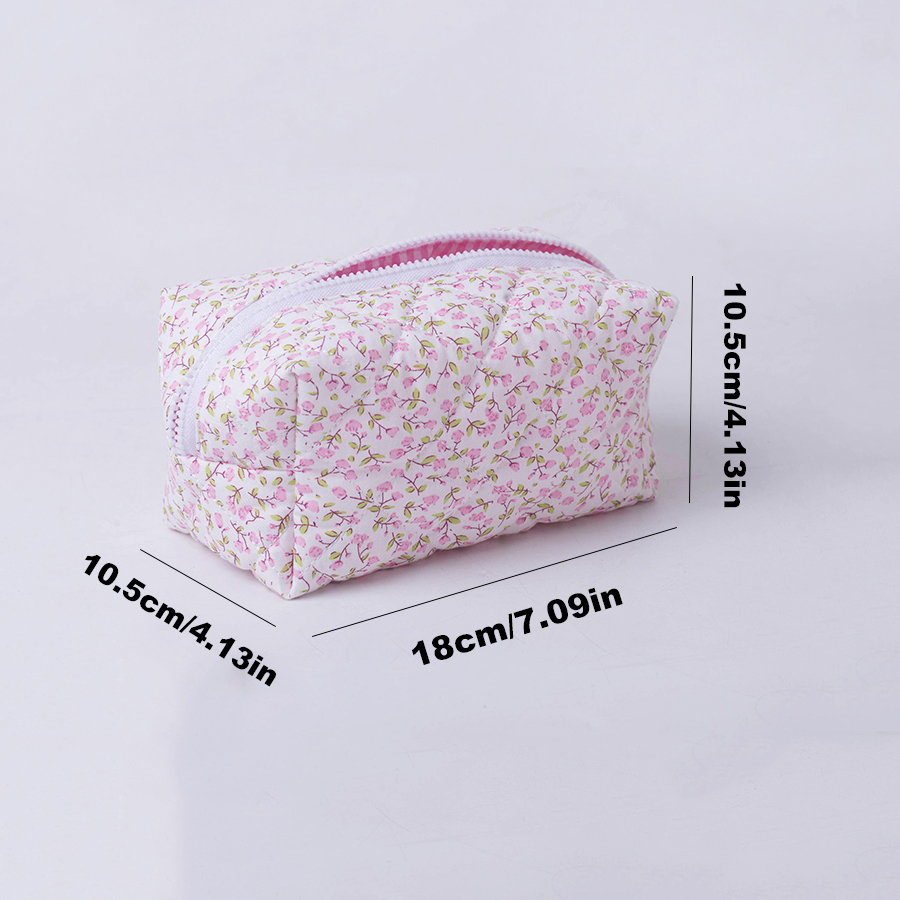 AliExpress Large Quilted Floral Zipper Makeup Bag, view 6