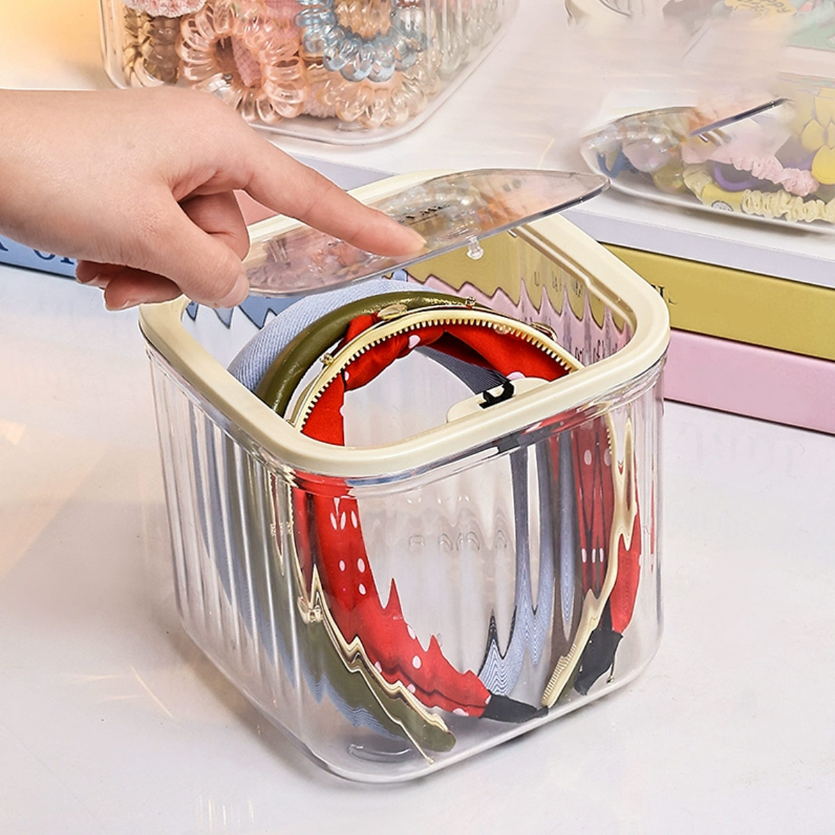 AliExpress Desktop Hair Accessory Storage Box with Lid, view 3